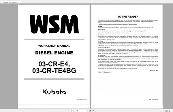 Kubota Gasoline Diesel Engine 4.27GB Collection Workshop Service Manual PDF DVD 1
