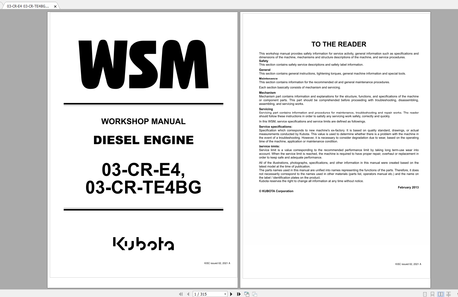 Kubota Gasoline Diesel Engine Collection Service Manual