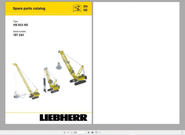 Liebherr Crane HS HSG Operating Manual Spare Parts Catalogue Technical Information DVD 0