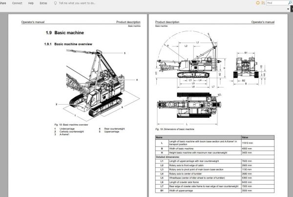 Liebherr Crane HS HSG Operating Manual Spare Parts Catalogue Technical Information DVD 10