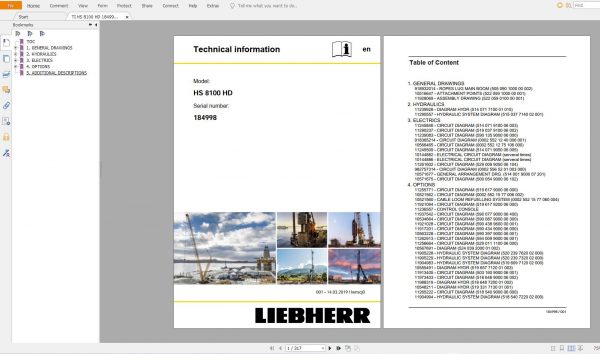 Liebherr Crane HS HSG Operating Manual Spare Parts Catalogue Technical Information DVD 11