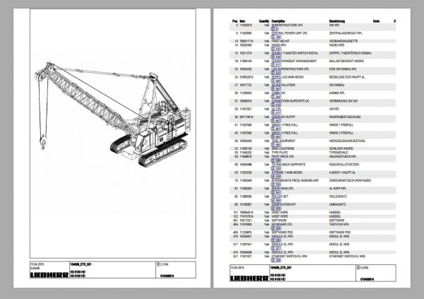 Liebherr Crane HS HSG Operating Manual Spare Parts Catalogue Technical Information DVD 15