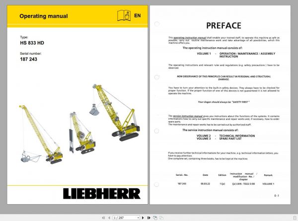 Liebherr Crane HS HSG Operating Manual Spare Parts Catalogue Technical Information DVD 2