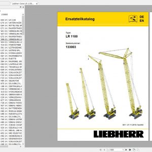 Liebherr Crawler Crane 1.02 GB PDF HS HG HSG LR ETK Spare Parts Catalogue DVD 0