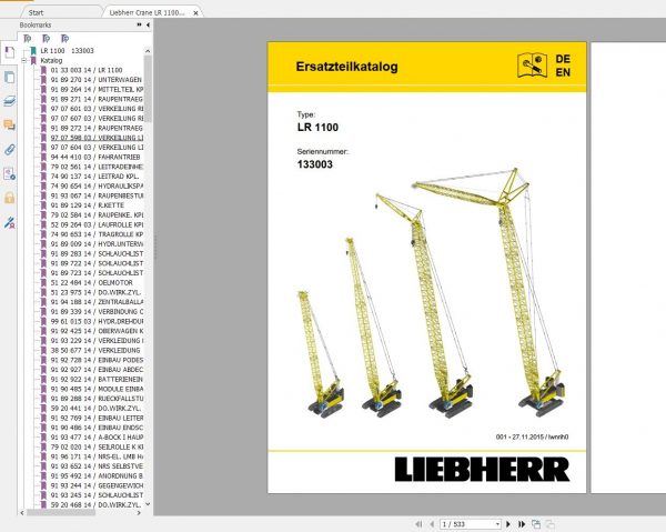 Liebherr Crawler Crane 1.02 GB PDF HS HG HSG LR ETK Spare Parts Catalogue DVD 0