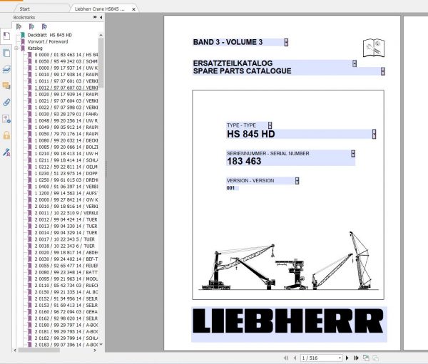 Liebherr Crawler Crane 1.02 GB PDF HS HG HSG LR ETK Spare Parts Catalogue DVD 4