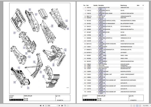 Liebherr Crawler Crane 1.02 GB PDF HS HG HSG LR ETK Spare Parts Catalogue DVD 9