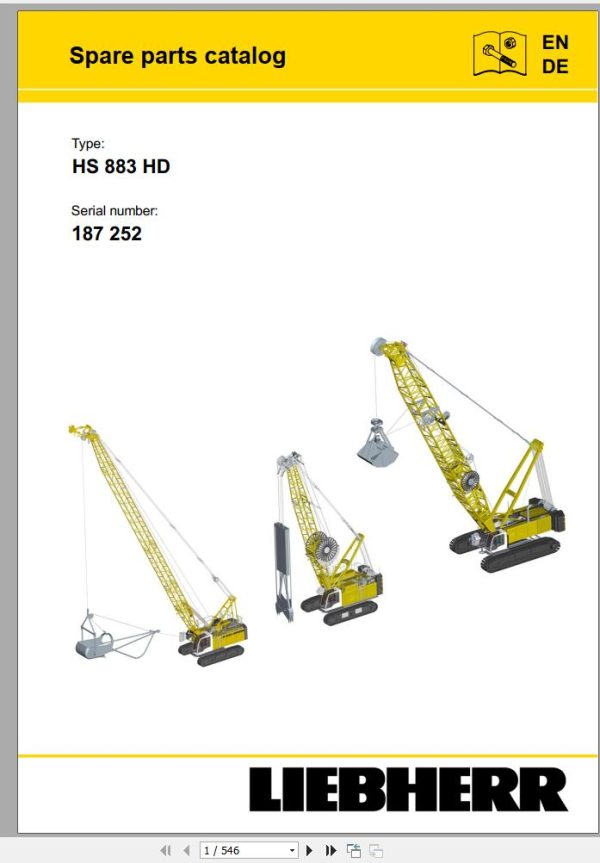 Liebherr Crawler Crane HS833 HD 187252 Technical Information Parts Manual Operating Manual 1999 EN DE 2