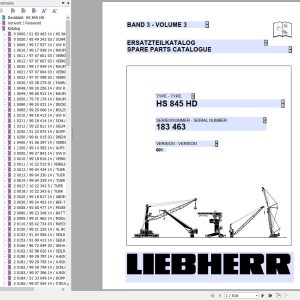 Liebherr Crawler Crane HS845 HD 183463 Technical Information Parts Manual Operating Manual 2007 EN DE 2