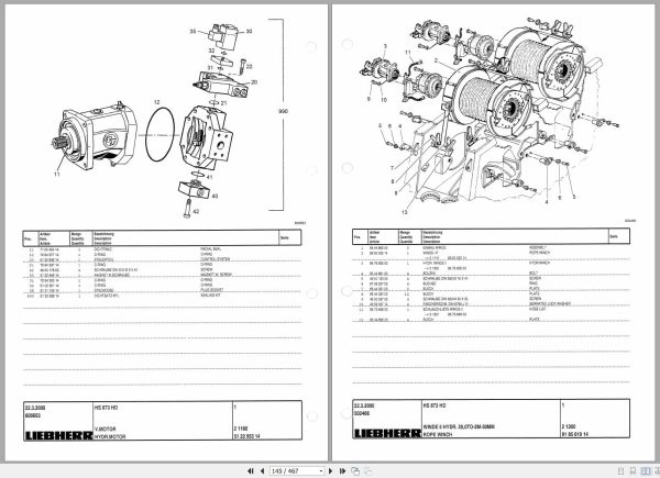 Liebherr Crawler Crane HS870 HD 185139 Technical Information Parts Manual Operating Manual 2000 EN DE 4