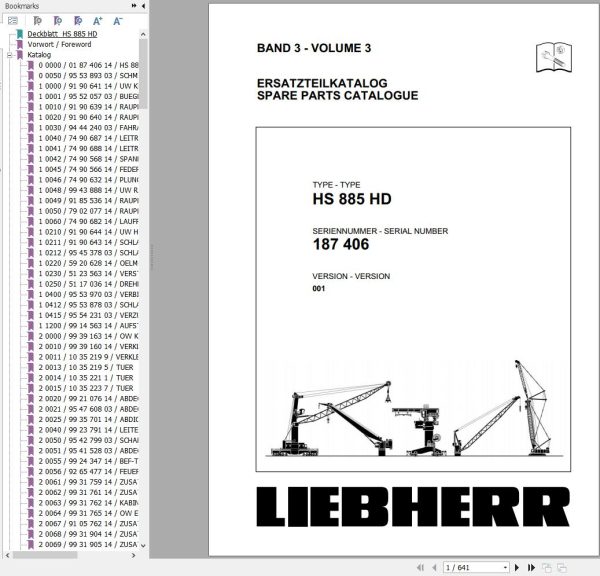 Liebherr Crawler Crane HS880 HD 187406 Technical Information Parts Manual Operating Manual 2008 EN DE 2