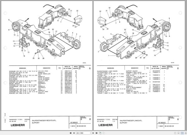 Liebherr Crawler Crane HS883 HD 187197 Technical Information Parts Manual Operating Manual 2000 EN DE 4