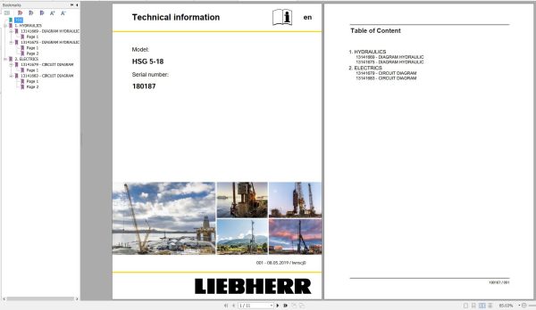 Liebherr Crawler Crane HSG 5 18 180187 Technical Information Parts Manual Operating Manual 2019 2