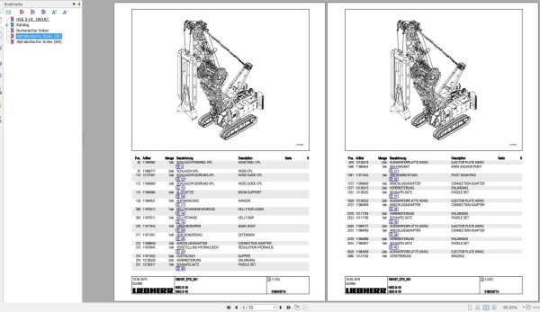 Liebherr Crawler Crane HSG 5 18 180187 Technical Information Parts Manual Operating Manual 2019 3