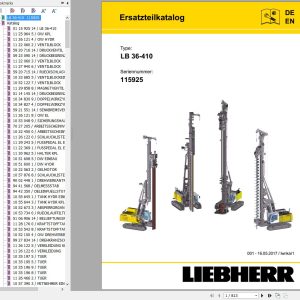 Liebherr Crawler Crane LB 36 410 115925 Technical Information Parts Manual Operating Manual 2017 EN DE 1