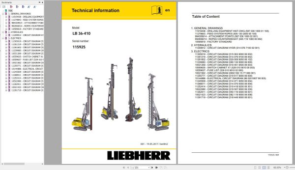 Liebherr Crawler Crane LB 36 410 115925 Technical Information Parts Manual Operating Manual 2017 EN DE 2