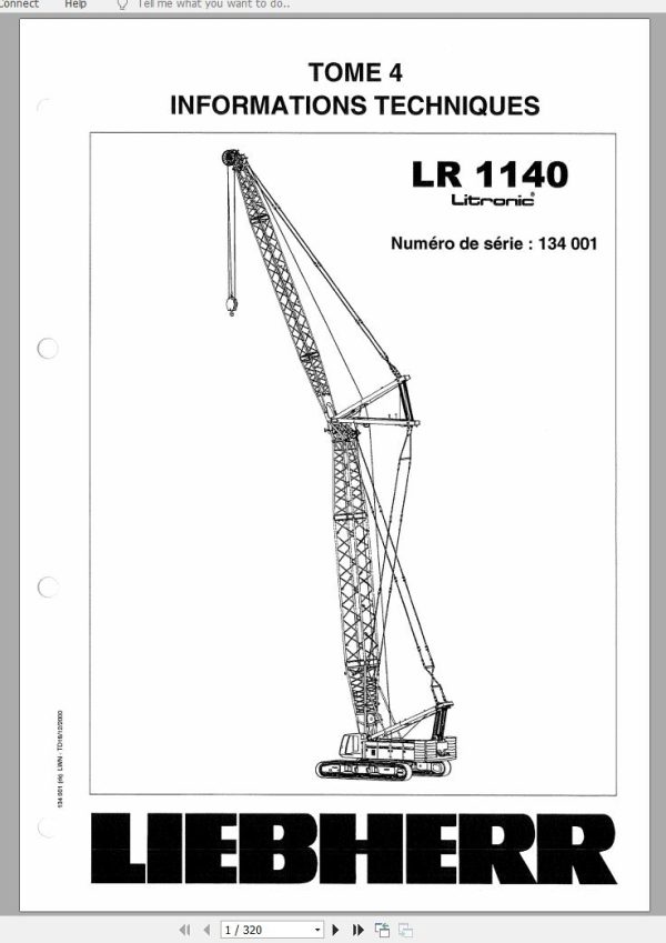 Liebherr Crawler Crane LR 1140 134001 Technical Information 2000 FR