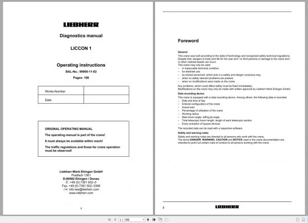 Liebherr Crawler Crane LR Operating Manual Spare Parts Catalogue Technical Information DVD 10