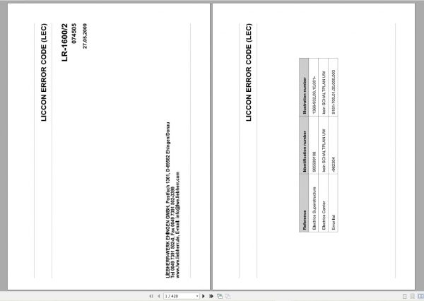 Liebherr Crawler Crane LR Operating Manual Spare Parts Catalogue Technical Information DVD 8