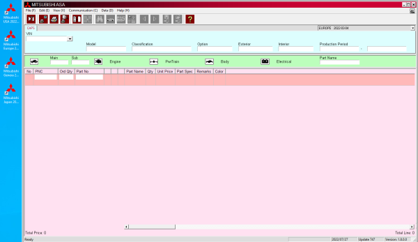 Mitsubishi ASA Updated 07.2022 General Export Europe USA Japan Spare Parts Catalogue DVD 3