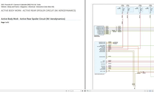 Porsche 911 Carrera 4 Cabriolet 992 F6 3.0L Turbo Electrical Wiring Diagram 2021 2 1