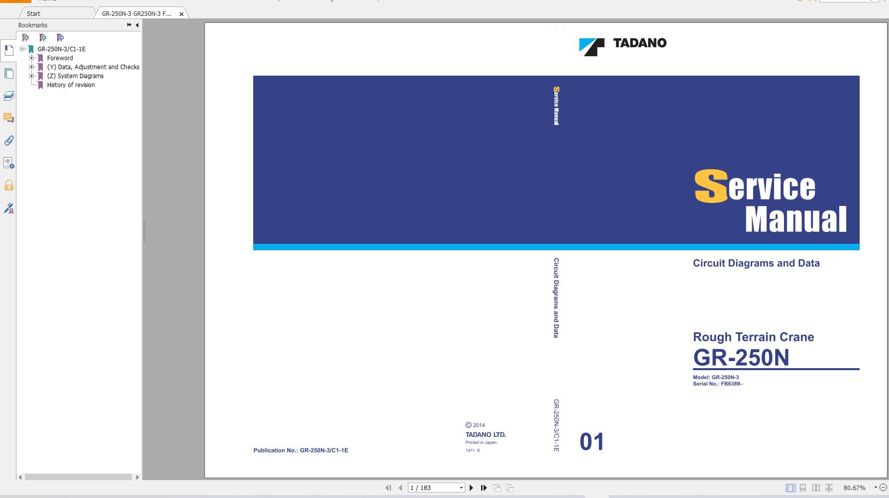 Tadano Crane GA GR GS GT 6.0 GB PDF Service Manual Circuit Diagram Operator Maintenance Manual DVD 0