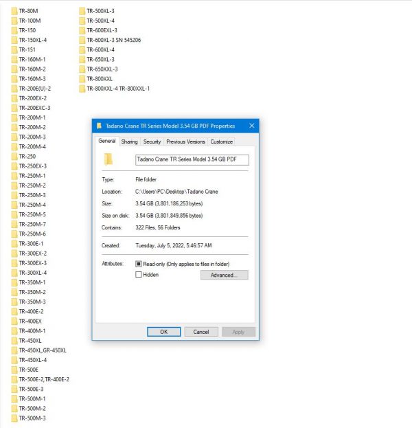 Tadano Crane TR Series Model 3.54 GB PDF Service Manual Circuit Diagram Operator Maintenance Manual DVD 1