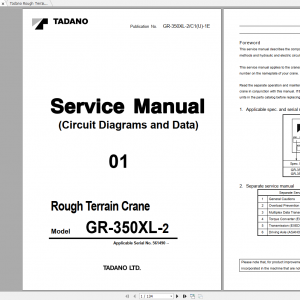 Tadano Rough Terrain Crane GR 350XL 2 Parts Catalog Service Manual Circuit Diagram Data 0