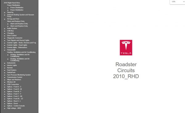 Tesla Roadster 2010 RHD Circuit Diagram