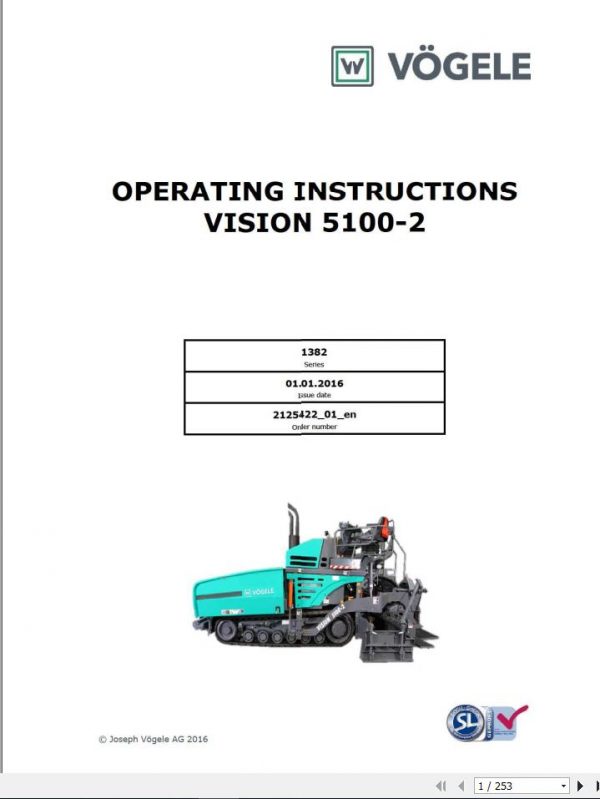 Vogele Asphalt Paver Vison 5100 2 Operating Instruction 1