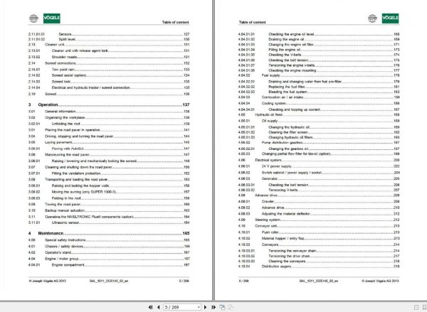 Vogele Road Pavers Super 1100 3i 1300 3i Operating Instruction 2