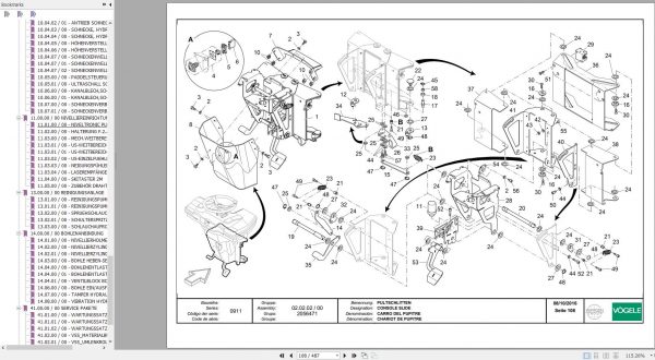 Vogele Road Pavers Super 1103 2 1303 2 Spare Parts Catalog EN DE ES FR 2