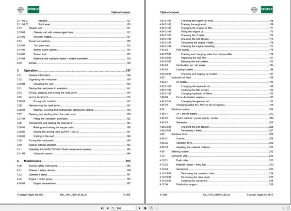Vogele Road Pavers Super 1103 3i 1303 3i Operating Instruction 2