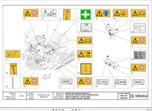 Vogele Road Pavers Super 1600 2 1800 2 SJ Spare Parts Catalog EN DE ES FR 2016 2