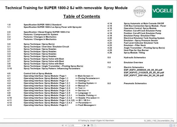 Vogele Road Pavers Super 1800 2 SJ with Removable Spray Module Technical Training 1