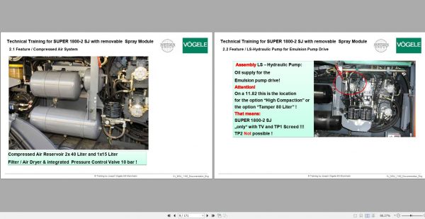 Vogele Road Pavers Super 1800 2 SJ with Removable Spray Module Technical Training 2