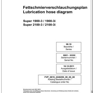 Vogele Road Pavers Super 1900 3 1900 3i 2100 3 2100 3i Lubrication Hose Diagram EN DE 1