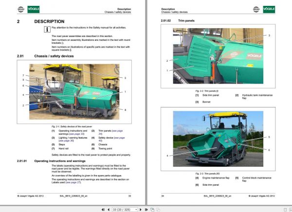 Vogele Road Pavers Super 1900 3 2100 3 Operating Instruction 2
