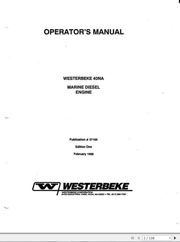 Westerbeke Marine Diesel Engine 40NA Operators Manual 1