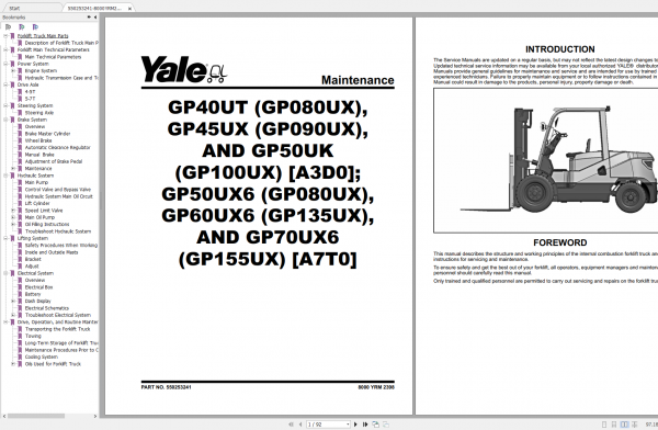 Yale A7T0 GP50UX6 GP60UX6 GP70UX6 Service Manual 05.2022 1