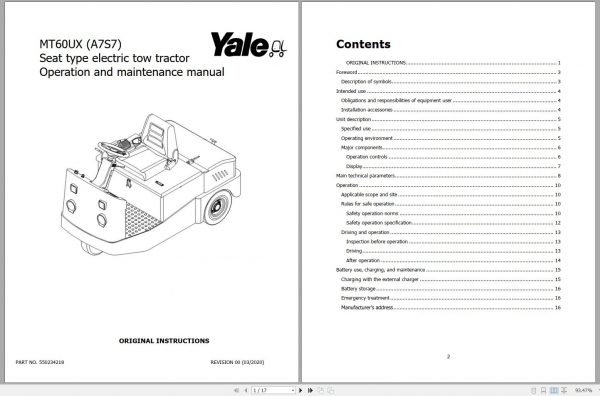 Yale Forklift Class 3 A7S7 MTA120UX Service Manual 03.2020