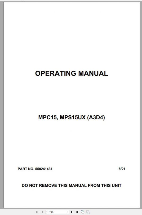 Yale Forklift Class 3 MPC15 MPS15US A3D4 Operating Manual 550241431 08.2021
