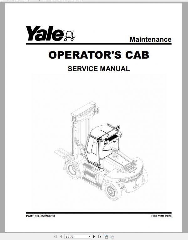 Yale Forklift Class 5 K876 GDP80 180EF Europe Service Manual 01.2022
