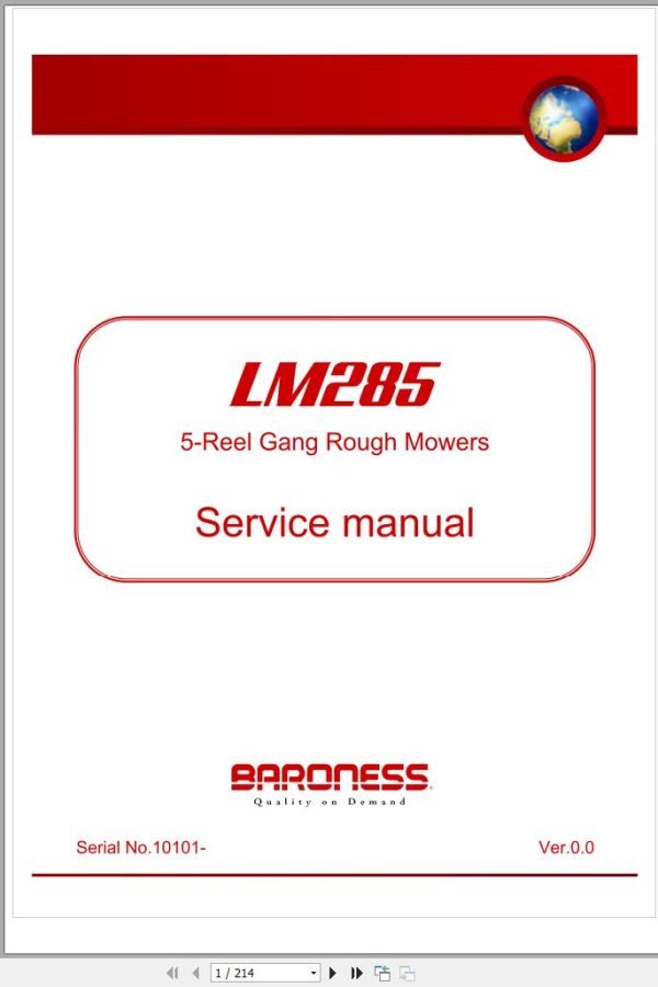 Baroness 5 Reel Gang Rough Mowers LM285 10101 Service Manual