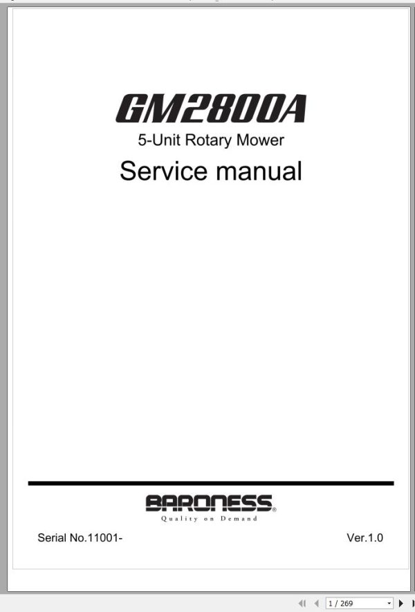 Baroness 5 Unit Rotary Mower GM2800A 11001 Service Manual