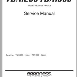 Baroness Tractor Mounted Aerator TDA1200 TDA1600 20004 Service Manual