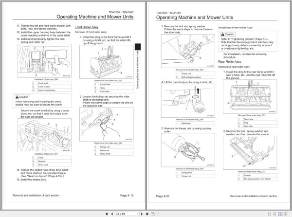 Baroness Tractor Mounted Aerator TDA1200 TDA1600 20004 Service Manual 1