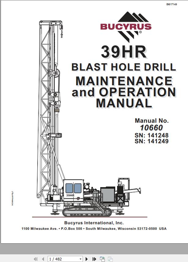 CAT Blast Hole Drill 39HR Blast Hole Drill Operation and Maintenance Manual BI617149