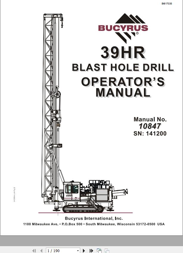 CAT Blast Hole Drill 39HR Operator Manual BI617035