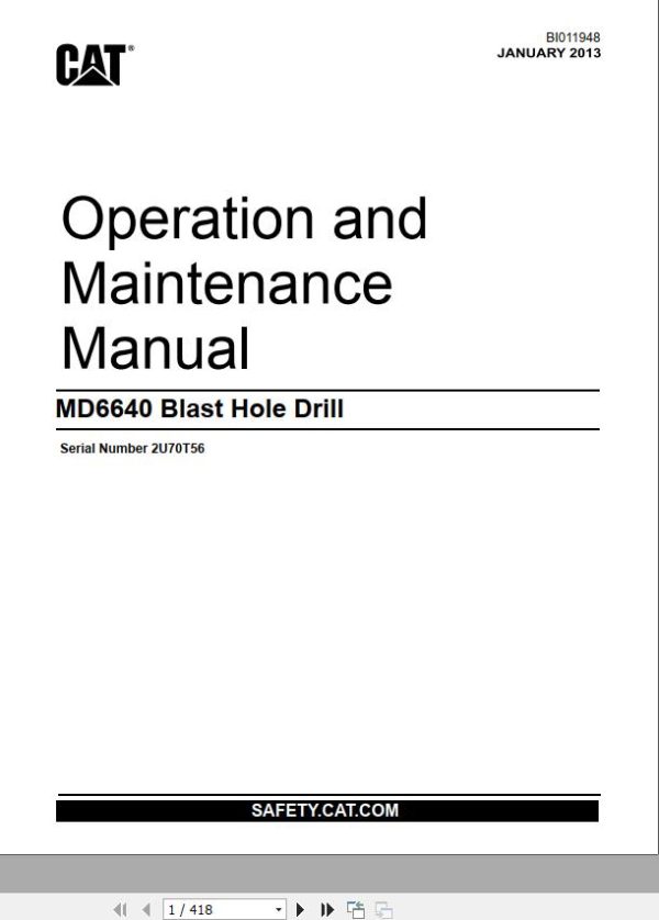 CAT Blast Hole Drill MD6640 Operation and Maintenance Manual BI011948 EN ES